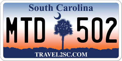 SC license plate MTD502