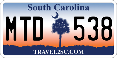 SC license plate MTD538
