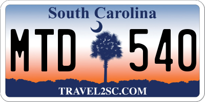 SC license plate MTD540