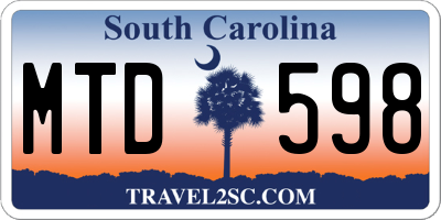 SC license plate MTD598