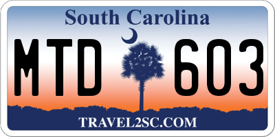 SC license plate MTD603