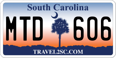 SC license plate MTD606