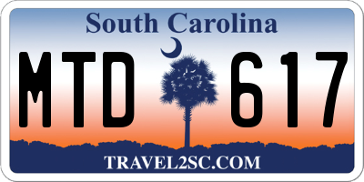 SC license plate MTD617