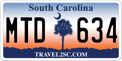 SC license plate MTD634