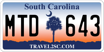 SC license plate MTD643