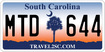 SC license plate MTD644