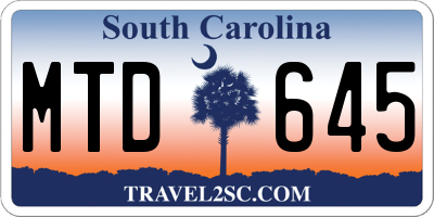 SC license plate MTD645