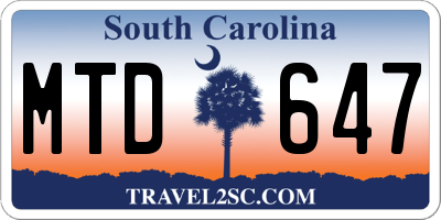 SC license plate MTD647