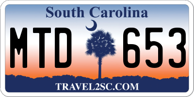 SC license plate MTD653