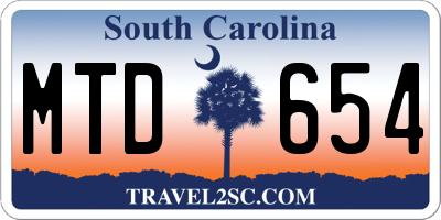 SC license plate MTD654