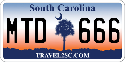 SC license plate MTD666