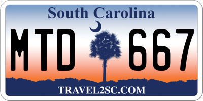 SC license plate MTD667