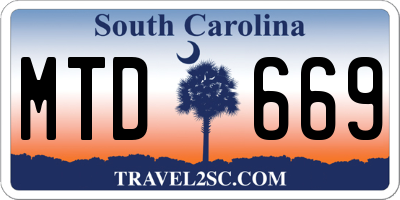 SC license plate MTD669