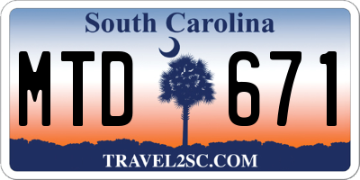 SC license plate MTD671