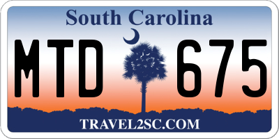 SC license plate MTD675