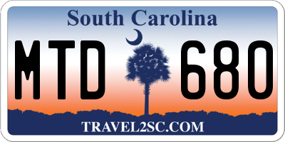 SC license plate MTD680