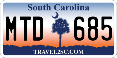 SC license plate MTD685