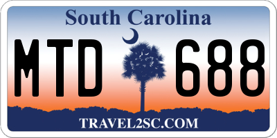 SC license plate MTD688