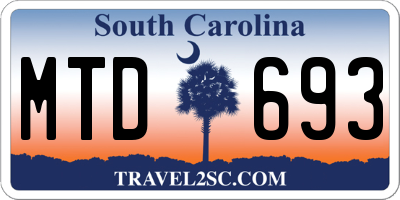 SC license plate MTD693