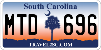 SC license plate MTD696