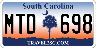 SC license plate MTD698