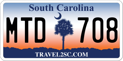 SC license plate MTD708
