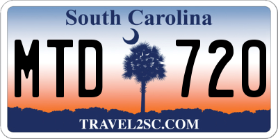 SC license plate MTD720