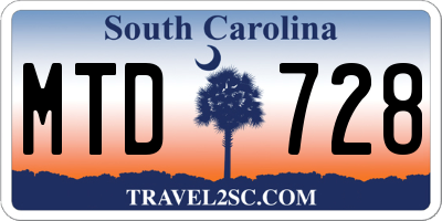 SC license plate MTD728