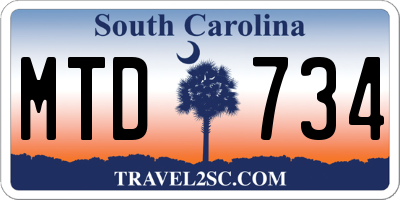 SC license plate MTD734