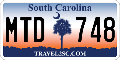 SC license plate MTD748