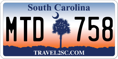 SC license plate MTD758