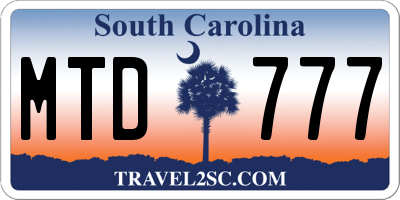 SC license plate MTD777