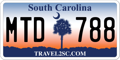 SC license plate MTD788