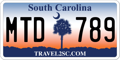 SC license plate MTD789