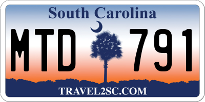 SC license plate MTD791