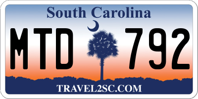 SC license plate MTD792