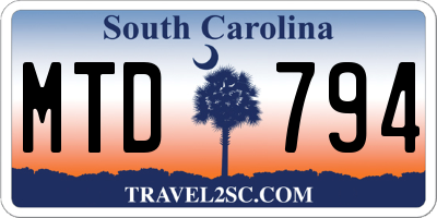 SC license plate MTD794