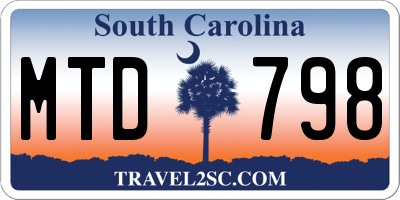 SC license plate MTD798