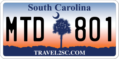 SC license plate MTD801