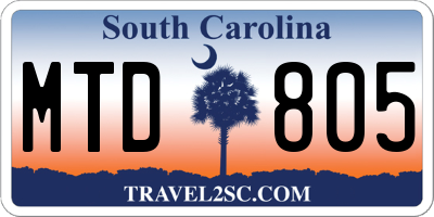 SC license plate MTD805