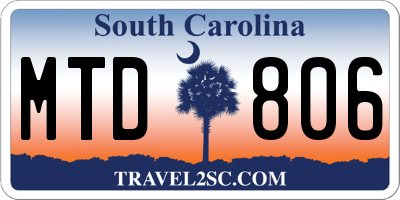 SC license plate MTD806