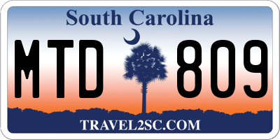 SC license plate MTD809