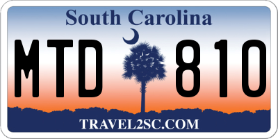 SC license plate MTD810