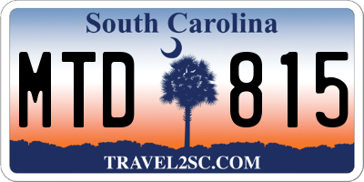 SC license plate MTD815