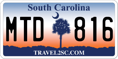 SC license plate MTD816