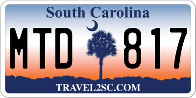 SC license plate MTD817