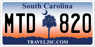 SC license plate MTD820