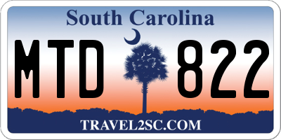 SC license plate MTD822