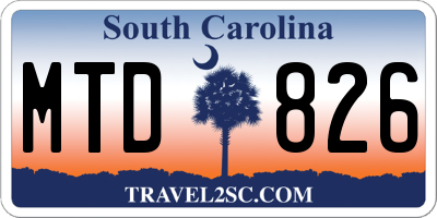 SC license plate MTD826