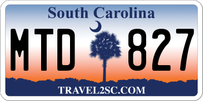 SC license plate MTD827